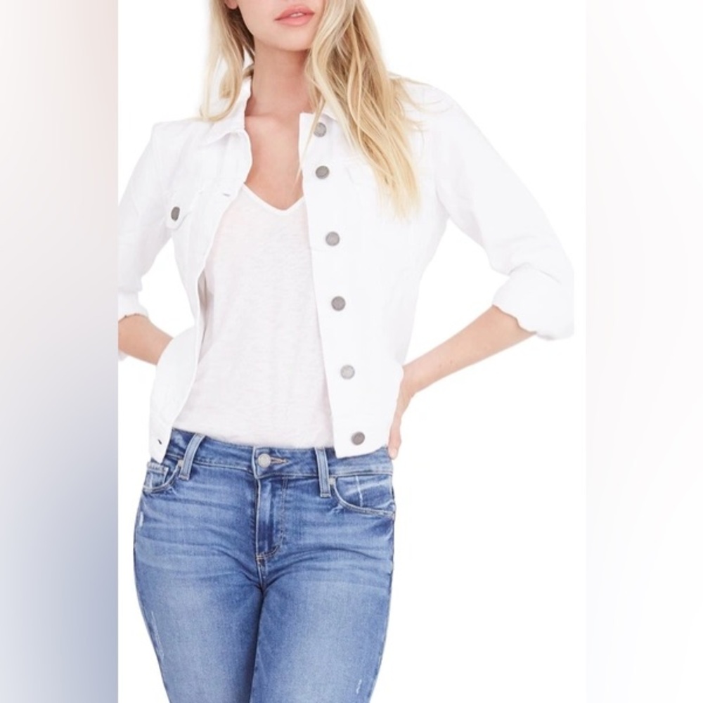 PAIGE Aveline Classic Denim Jacket Optic White Size Small
